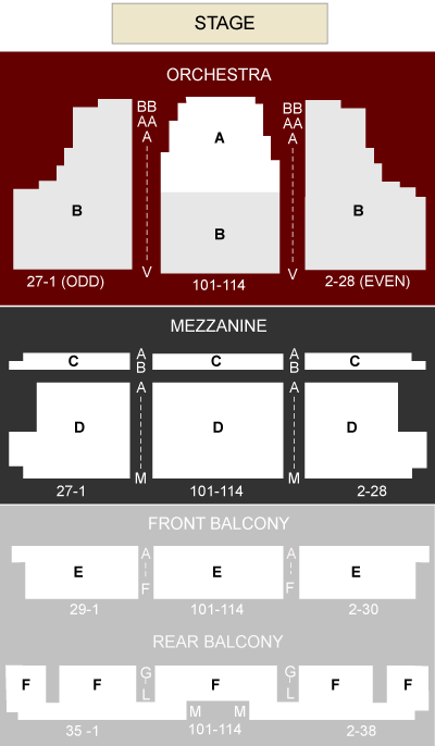 Curran Theatre San Francisco, CA - seating chart and stage